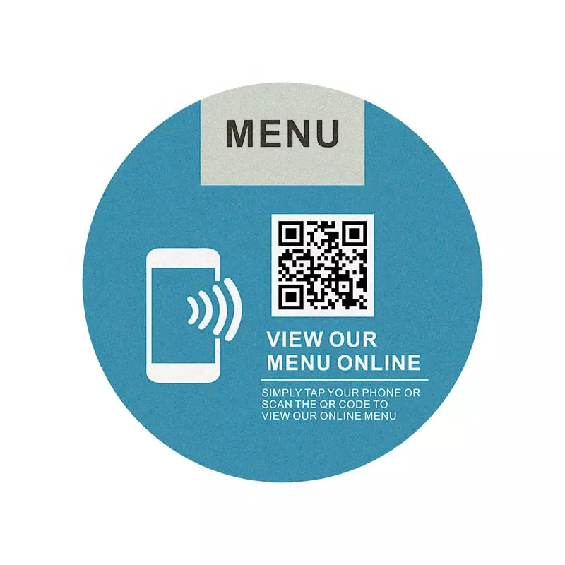 مخصص 13.56 ميجا هرتز رمز الاستجابة السريعة NFC مطعم الجدول قائمة ملصق العلامة الشركة المصنعة